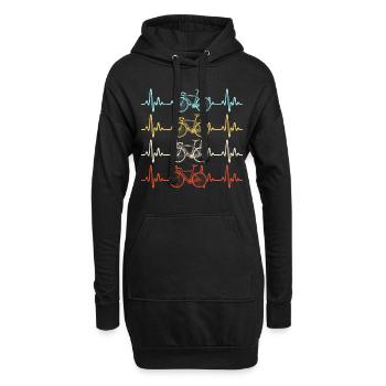 Vintage Retro Heartbeat Bicycling - Hoodie Dress - black - Front