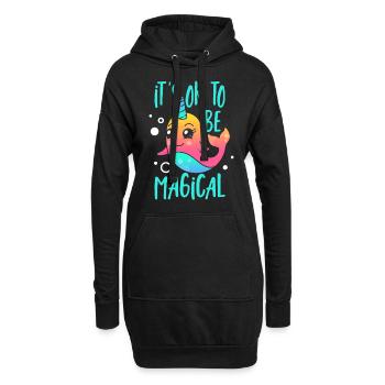 It's Ok To Be Magical Unicorn of The Sea Narwhal - Hoodie-Kleid - Schwarz - Vorne