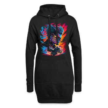 Ghostrider Illustration Moto Synthwave Art - Sweat-shirt à capuche long Femme - noir - Devant