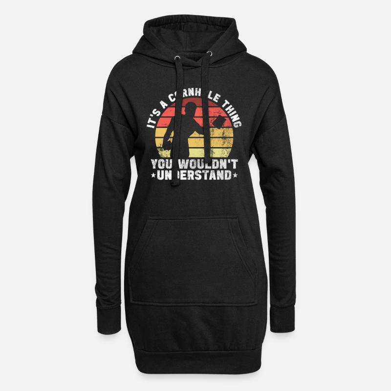 Cornhole Player Blind Hole - Funny Cornhole - Hoodie Dress - black