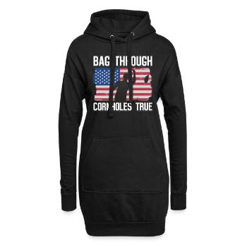 Sack through, corn holes true - Drôle de trou de maïs - Sweat-shirt à capuche long Femme - noir - Devant