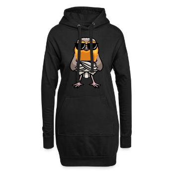 Robin Bird avec lunettes de soleil Kawaii Emoticon - Sweat-shirt à capuche long Femme - noir - Devant