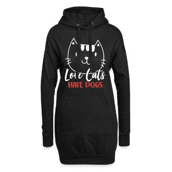 Liebe Katzen Hasse Hunde Katze Liebhaber Haustier - Hoodie-Kleid - Schwarz - Vorne