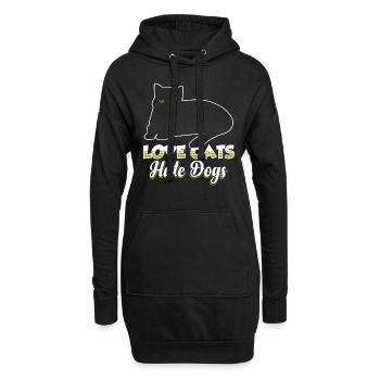 Liebe Katzen Hasse Hunde Haustier Katze Liebhaber - Hoodie-Kleid - Schwarz - Vorne