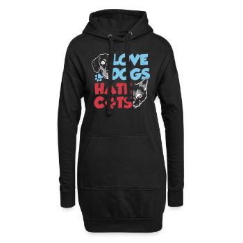 Liebe Hunde Hasse Katzen Liebhaber Hund Welpe - Hoodie-Kleid - Schwarz - Vorne