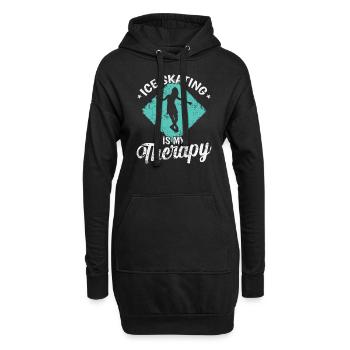 Ice Skating is my Therapy Schlittschuhlaufen - Hoodie-Kleid - Schwarz - Vorne