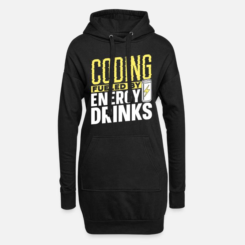 Programmieren Mit Energydrinks Coding Coder Code - Hoodie-Kleid - Schwarz