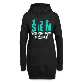 Gebärdensprache Experte Gestik Gebärden Awareness - Hoodie-Kleid - Schwarz - Vorne