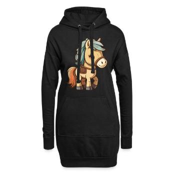 Cheval mignon pour les débutants et les enfants de maternelle - Sweat-shirt à capuche long Femme - noir - Devant
