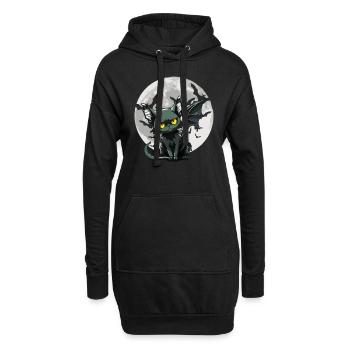 Schwarze Katze Fledermaus - Goth Gothic - Hoodie-Kleid - Schwarz - Vorne