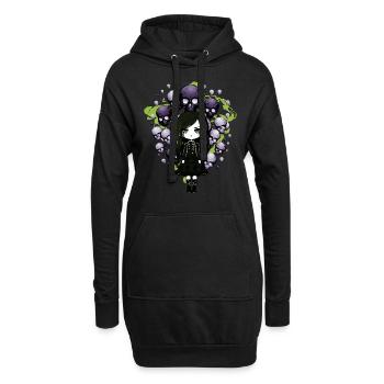 Goth Girl hält Totenkopf-Ballons - Gothic - Hoodie-Kleid - Schwarz - Vorne