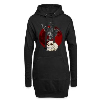 Schädel mit Rabe oben drauf - Goth Gothic - Hoodie-Kleid - Schwarz - Vorne
