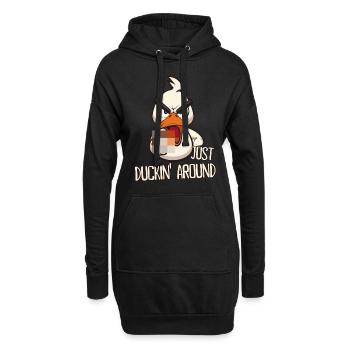 Duckin around Lustige Ente mit Mittelfinger Spruch - Hoodie-Kleid - Schwarz - Vorne