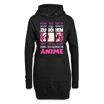 Sarkastisches Kawaii Statement für Manga-Liebhaber - Hoodie-Kleid - Schwarz - Vorne