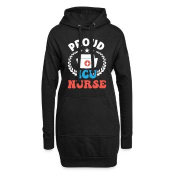 Fière infirmière en soins intensifs - Sweat-shirt à capuche long Femme - noir - Devant