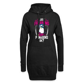 J’adore les pingouins juste ok pingouin animal mignon - Sweat-shirt à capuche long Femme - noir - Devant