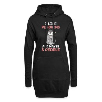 Ich Mag Pinguine Und Vielleicht 3 Menschen Tier - Hoodie-Kleid - Schwarz - Vorne