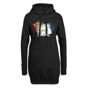 Pilze Hippie Kostüm Tie Dye Psychedelika - Hoodie-Kleid - Schwarz - Vorne