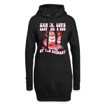 Père Noël, Love Leave Some Bud By The Chimney - Hippie - Sweat-shirt à capuche long Femme - noir - Devant