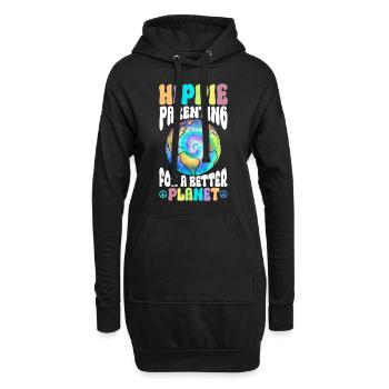 Hippie Parenting For A Better Planet Tie Dye - Hoodie-Kleid - Schwarz - Vorne