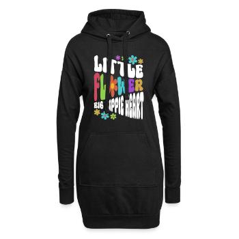 Kleine Blume - Großes Hippie Herz - Hippie Kostüm - Hoodie-Kleid - Schwarz - Vorne