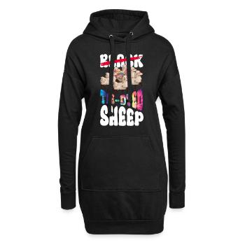 Schwarz - Tie-Dyed Schaf - Hippie Kostüm Tie Dye - Hoodie-Kleid - Schwarz - Vorne