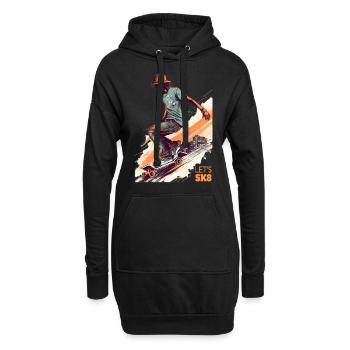 Skateboarder - Hoodie-Kleid - Schwarz - Vorne