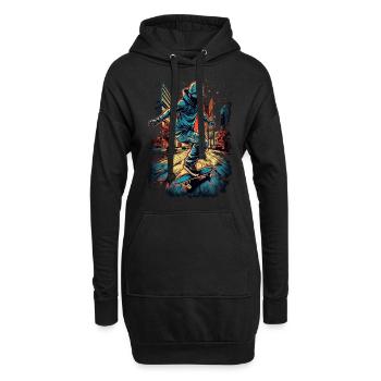 Cooler Skater Skateboard - Hoodie-Kleid - Schwarz - Vorne