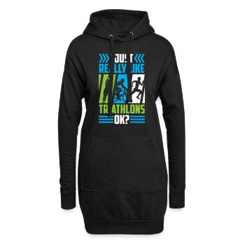 J’aime vraiment les triathlons, les sports de triathlon - Sweat-shirt à capuche long Femme - noir - Devant
