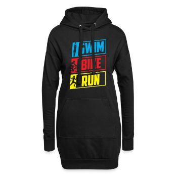 Swim Bike Run Triathlon Triathlet Triathletin - Hoodie-Kleid - Schwarz - Vorne