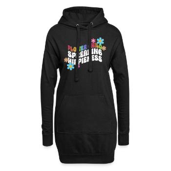 Blumenkind, das Hippieness verbreitet - Hippie - Hoodie-Kleid - Schwarz - Vorne