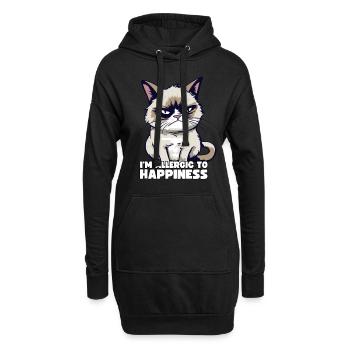 Grump Cat - Je suis allergique au sarcasme du bonheur - Sweat-shirt à capuche long Femme - noir - Devant