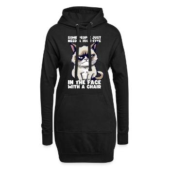 Cat Some People Just Need A High Five In The Face - Hoodie-Kleid - Schwarz - Vorne