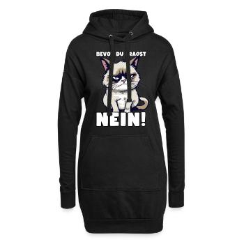 Grump Cat - Bevor Du Fragst Nein! Zynischer Spruch - Hoodie-Kleid - Schwarz - Vorne