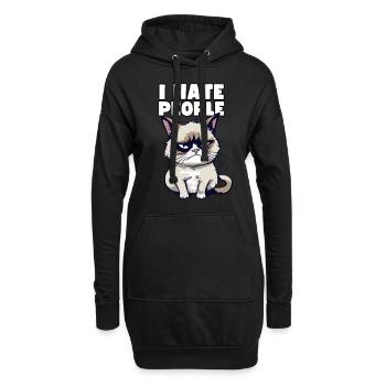 Sarcastische Grump Cat - Je déteste les gens - Spruch - Sweat-shirt à capuche long Femme - noir - Devant