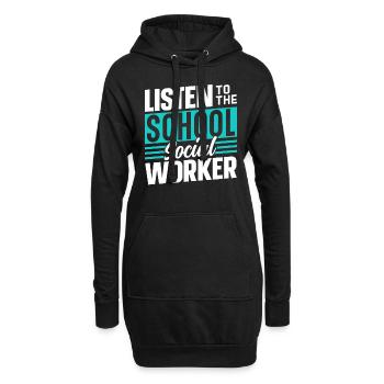 Ecouter le métier de travailleur social scolaire - Sweat-shirt à capuche long Femme - noir - Devant