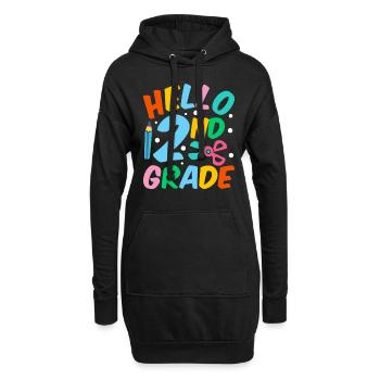 Hallo 2. Klasse Zweite Klasse Zweitklässler - Hoodie-Kleid - Schwarz - Vorne