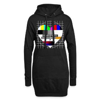 Testbild Herz Sendepause TV 90er Party 80er Jahre - Hoodie-Kleid - Schwarz - Vorne