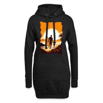 Père et fils surfeur cadeau surfeur - Sweat-shirt à capuche long Femme - noir - Devant