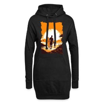 Père et fils surfeur cadeau surfeur - Sweat-shirt à capuche long Femme - noir - Devant