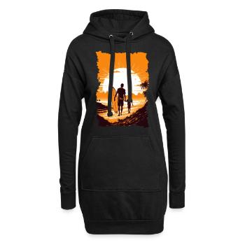 Père et fils surfeur cadeau surfeur - Sweat-shirt à capuche long Femme - noir - Devant