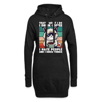 Grump Cat - Je bois du café et je déteste les gens - Sweat-shirt à capuche long Femme - noir - Devant