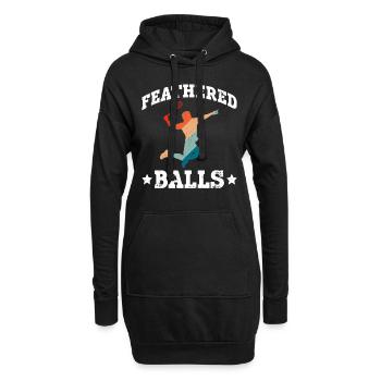 Gefiederte Bälle - Lustiges Badminton - Hoodie-Kleid - Schwarz - Vorne