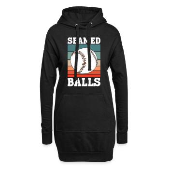 Gesäumte Bälle - Lustiger Baseball - Hoodie-Kleid - Schwarz - Vorne