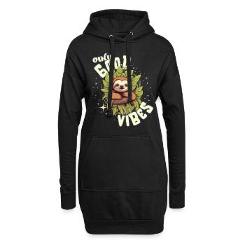 Only Good Vibes: Good Life Süßes Cartoon Faultier - Hoodie-Kleid - Schwarz - Vorne