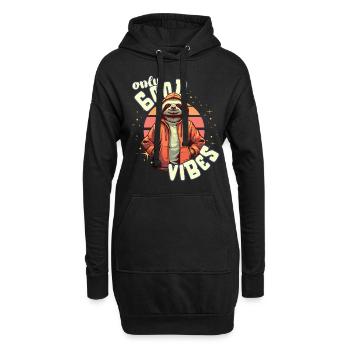 Only Good Vibes: Good Life Faultier mit Jacke - Hoodie-Kleid - Schwarz - Vorne