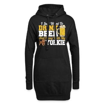 Ich will nur Bier trinken und mit meinem Yorkie - Hoodie-Kleid - Schwarz - Vorne