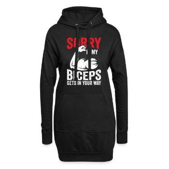 Désolé si mes biceps vous gênent - Sweat-shirt à capuche long Femme - noir - Devant
