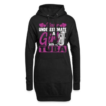 Marching Band Unterschätze niemals ein Mädchen - Hoodie-Kleid - Schwarz - Vorne