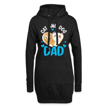 Katze Und Hund Papa Hunde Katzen Liebhaber - Hoodie-Kleid - Schwarz - Vorne